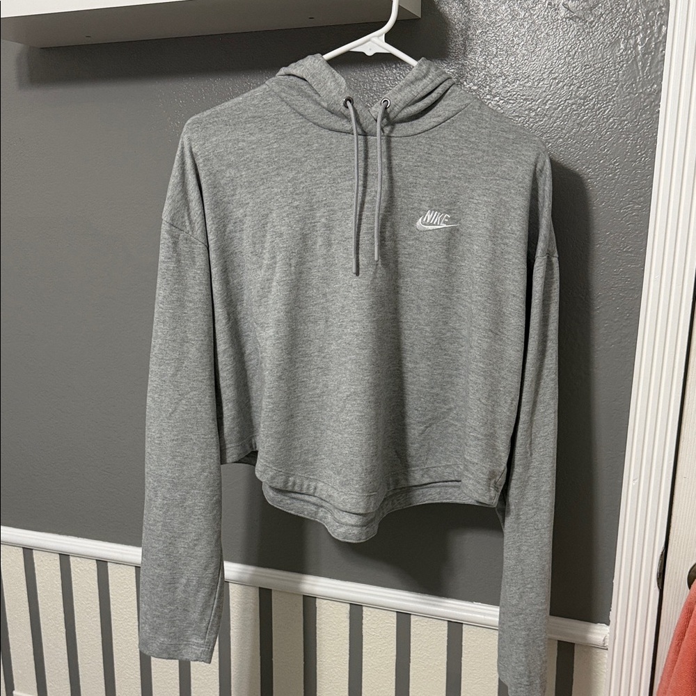 Nike Heather Gray Cropped Hoodie